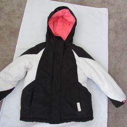 Girls Kids Youth 6X Black/White/Pink Winter Snow Jacket 