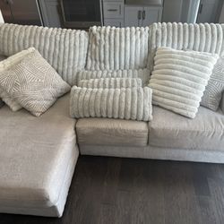 Plush Sofia Cream 109” 4 Piece Right Arm Facing Chaise Sectional  AND Sofia CREAM Chaise( Pictured In Gray For Images)SAME CREAM COLOR AS SOFA
