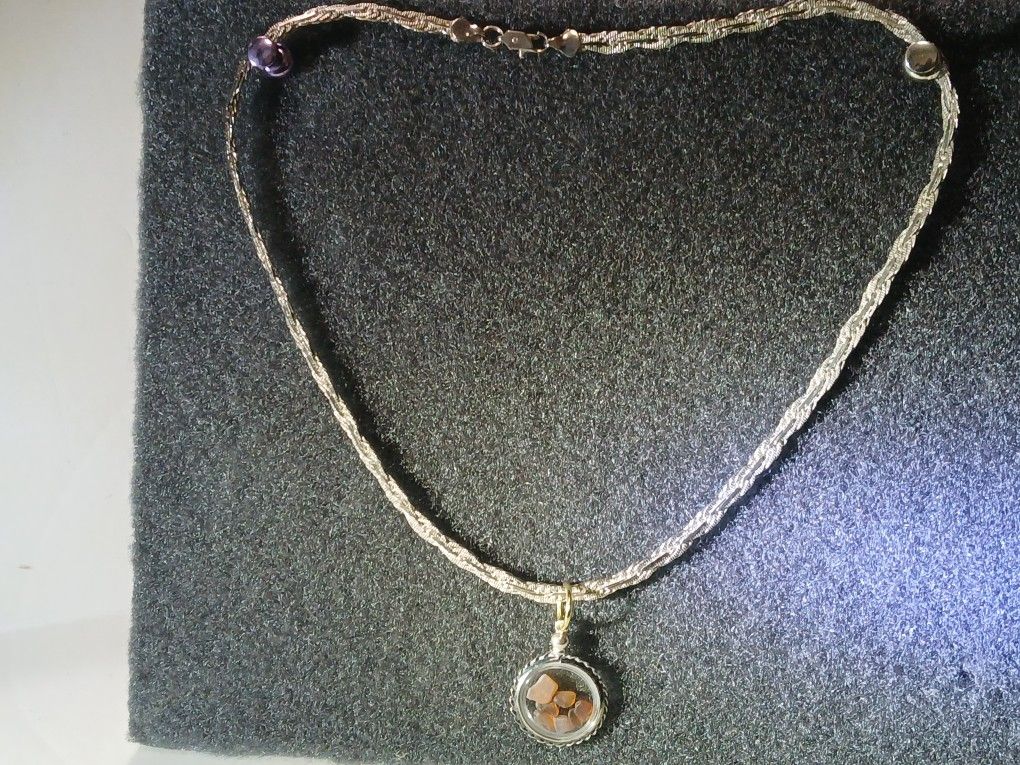 Vintage Sterling Necklace & 925 Seaglass Locket
