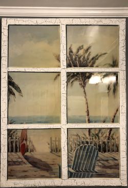 Window frame beach art