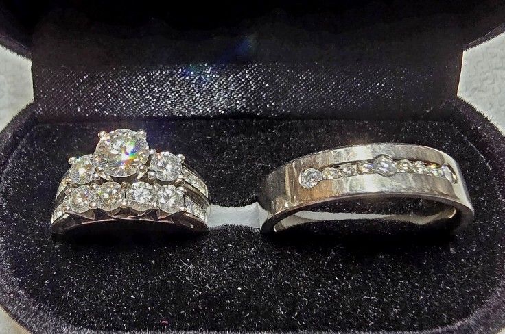 WEDDING & ENGAGEMENT RING PLUS GROOM'S BAND-BRIDAL COLLECTION -