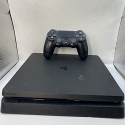 Sony PlayStation 4 Slim 500GB Console Jet Black - Controller + Wires Tested PS4