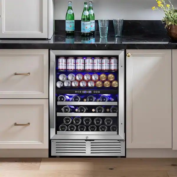 23.5 in. Dual Zone 27 Wine Bottles 110 Plus Cans Beverage & Wine Cooler in Silver Reversible Hinge Wine Refrigerator,All Products : American Fashion Style Bags On Sale