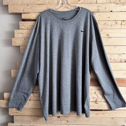 Nike Gray Long Sleeve The Nike Tee Athletic Cut Dri-Fit activewear Top size 4XL