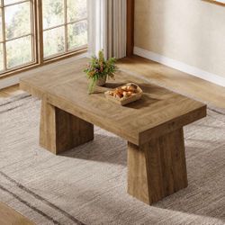 55" Dining Table For 4-6, Rectangular Kitchen Dinner Tables With Sturdy Legs