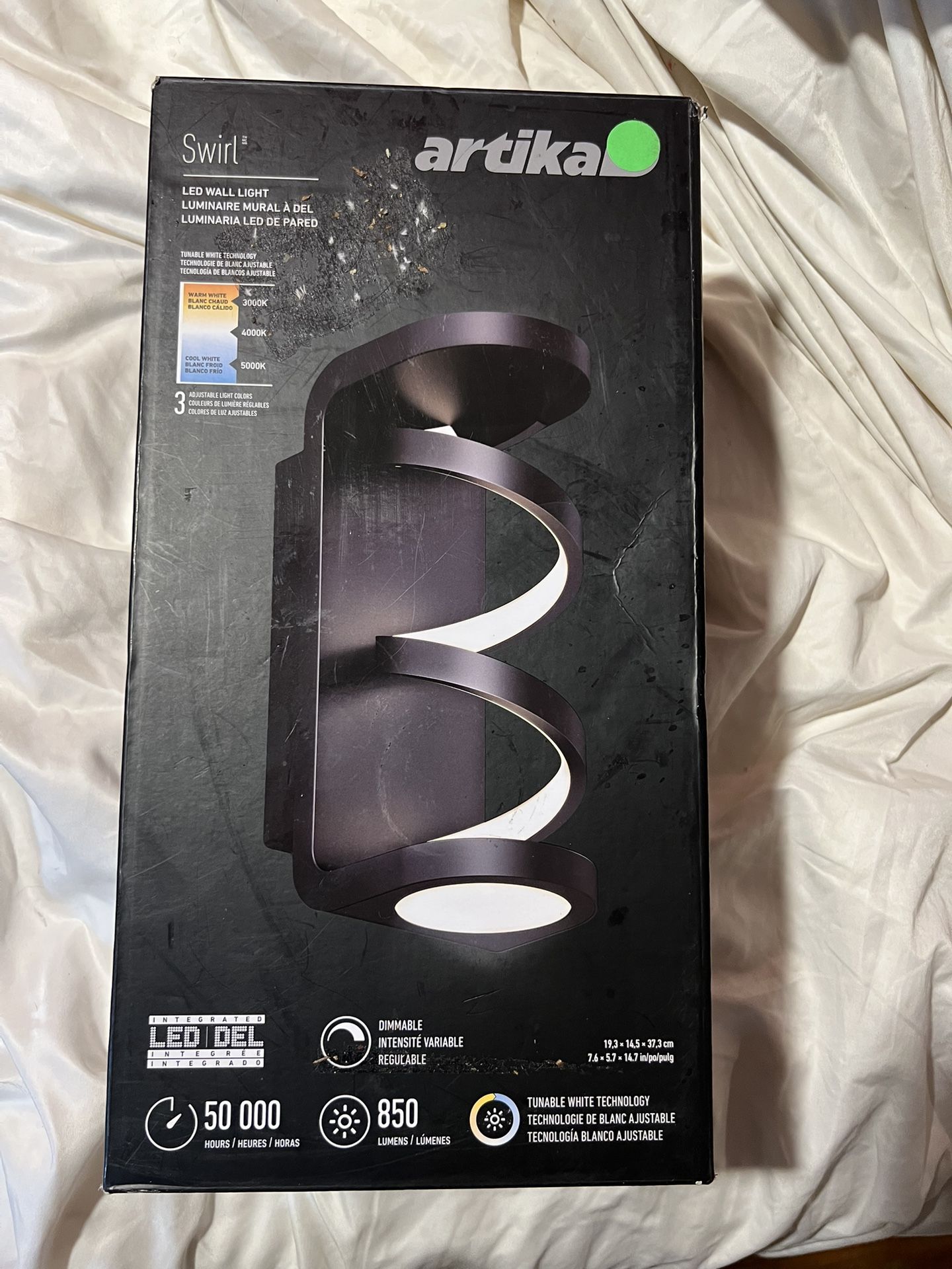 Swirl 1-Light Black LED Outdoor Wall Cylinder Light