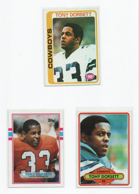 Tony Dorsett Topps (3) Card Lot Including RC