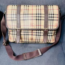 Burberry Beige/Brown Haymarket Coated Canvas and Leather Newton Messenger Bag