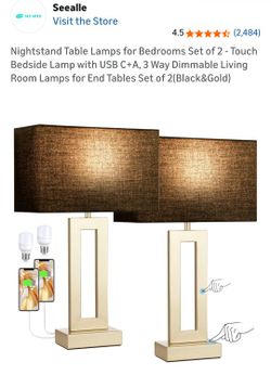 New In Box 3 Way Dimmable Touch Lamps, Set Of 2