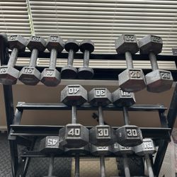 375 Pounds Of Dumbbells And Rack