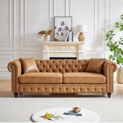 Mid Century dModern Couch, 85.5" High-tech Fabric