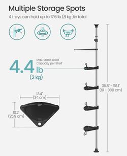SONGMICS 4-Tier Corner Shower Caddy Tension Pole Rust-Resistant Shower Organizer - Black