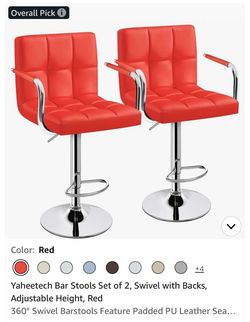 Yaheetech Red Swivel Bar Stools Set of 2