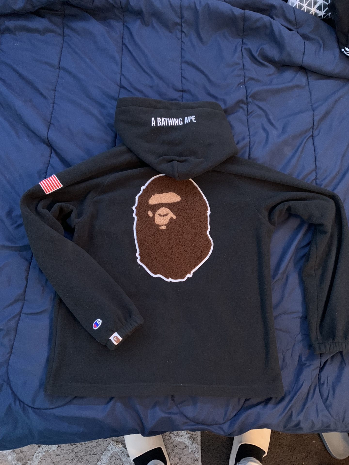 BAPE X CHAMPION Black Zip Fleece 