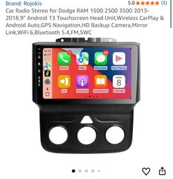 Car Radio Stereo for Dodge RAM 1 3-2018,9" Android 13 Touchscreen Head Unit,Wireless CarPlay & Android Auto,GPS Navigation,HD Backup C