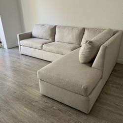 Comfy L-Shaped Sectional Couch, Beige-White Sofa (Healthy-used condition)