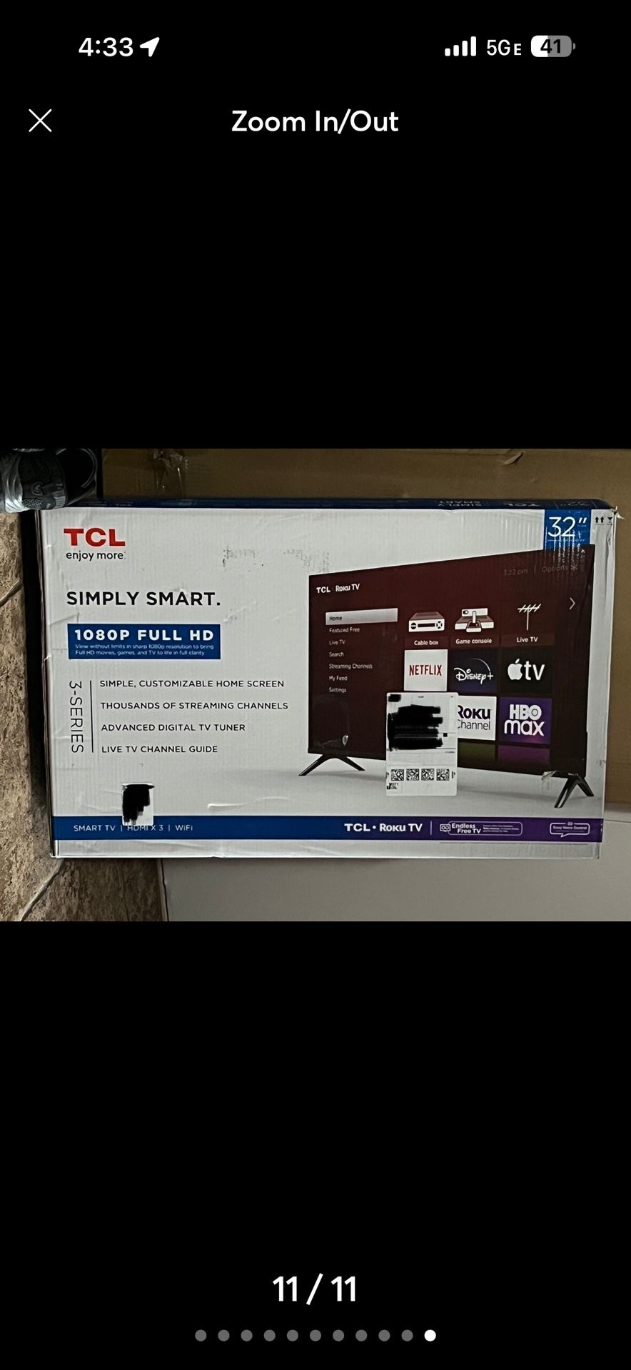 NIB TCL 32" Class 3-Series Full HD 1080p LED Smart Roku TV - 32S359 , Black