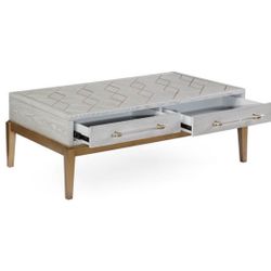 Designer 3-Piece Perrine Table Set – Modern Gray & Gold – $250