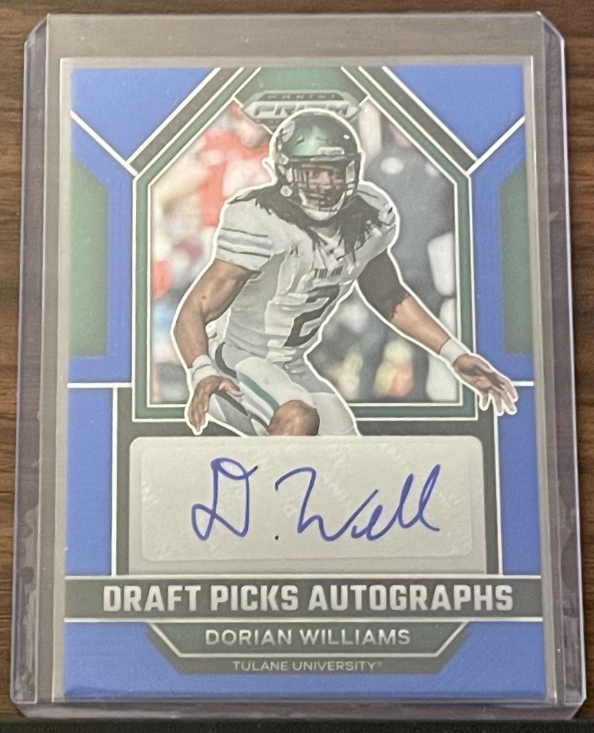 2023 Prizm Draft Picks Dorian Williams Blue Draft Picks Auto #032/149