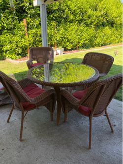Antique wicker patio table