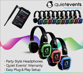 Quiet Events Silent Disco Bundle - 10 Headphones + 3 Transmitters