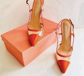 SKYSTERRY Orange Patent Slingback Sandals Size 8 NEW
