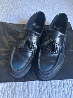 Dr. Martens Adrian Arcadia Rub Off Leather Tassel Loafers Navy blue and Black #1(contact info removed)