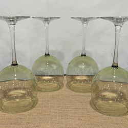 Stemmed Globe Wine Glasses With Hint Of Green 