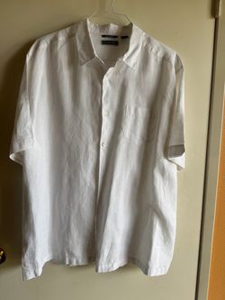Cabavera 100% white breathable short-sleeve button-down shirt.