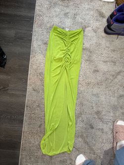 Forever 21 Lime Green Ruched Maxi Skirt Size Small