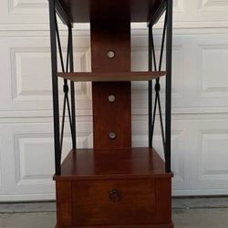 Wooden Storage Shelf Cabinet with Heavy Duty Metal Frame Dimensions:22”(W)x19”(D)x44”(H) 