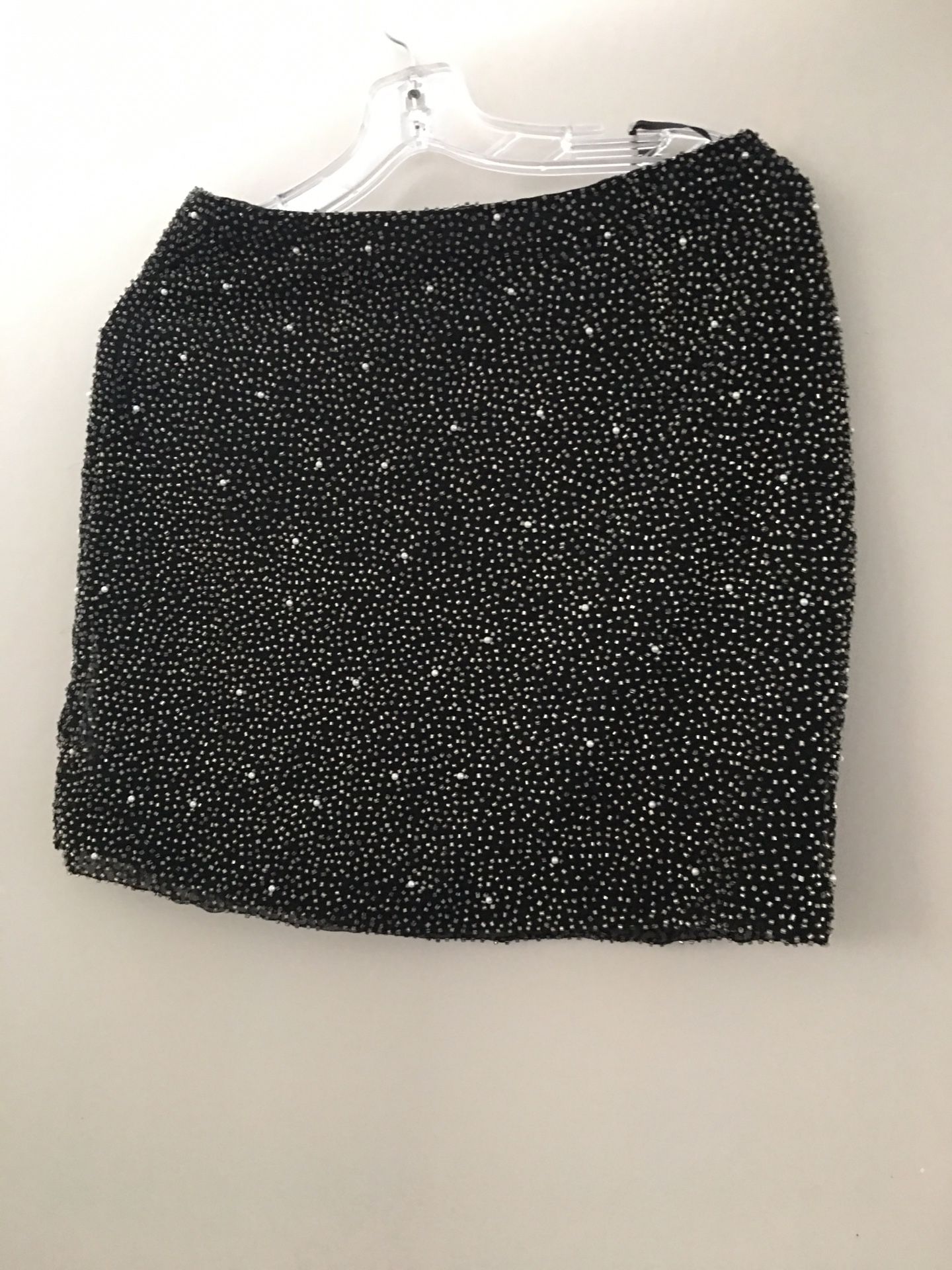 Skirt- mini, silk with silver beads- Vivian Tan high quality