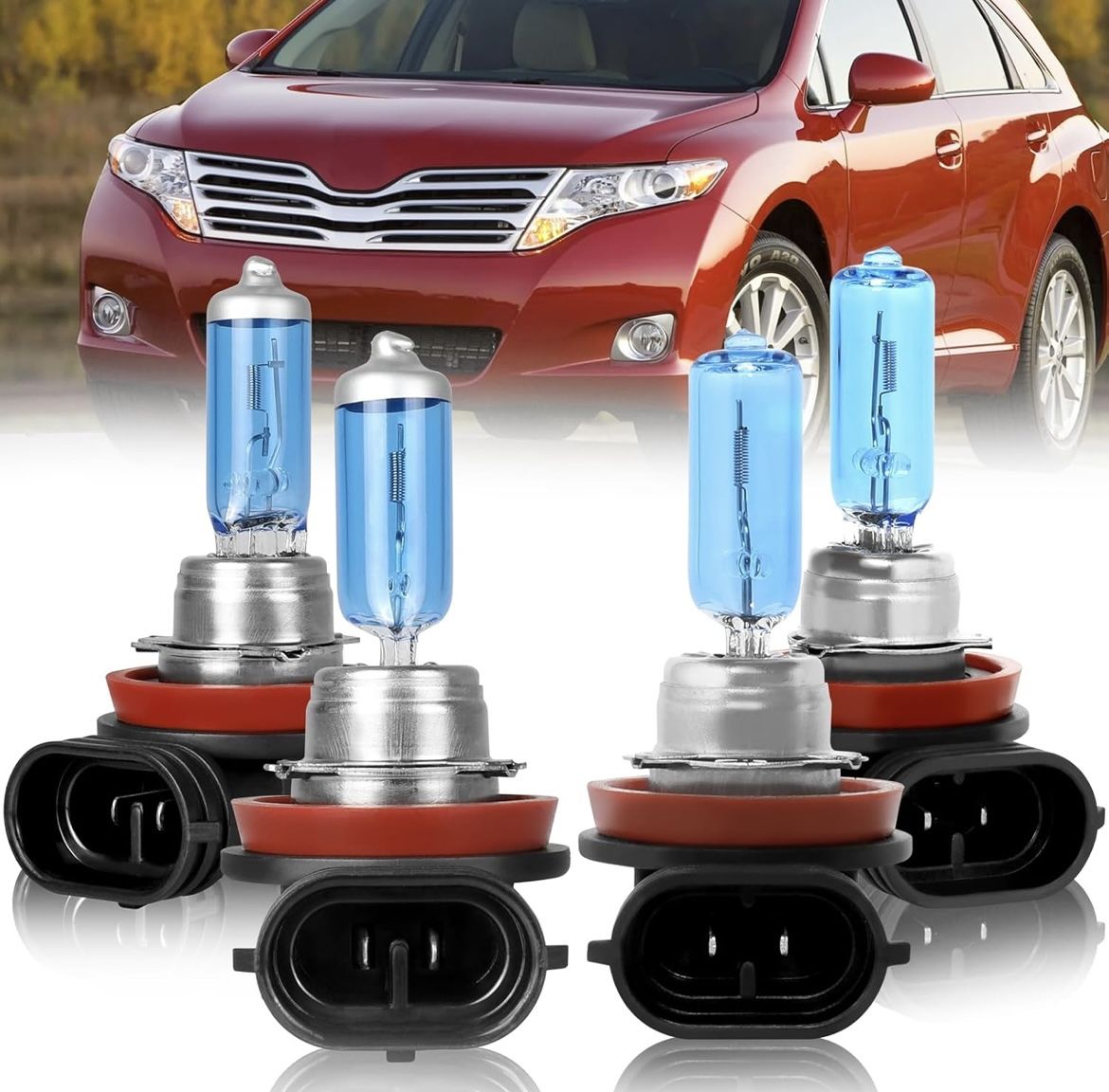 Fits for TOYOTA CAMRY (2007-2018) Halogen Headlight Bulbs, 9005/HB3 + H11 High Beam/Low Beam Combo, 5500K White Light Car Replacement Headlight Blubs,