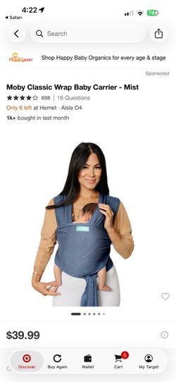 Moby Classic Wrap Baby Carrier – Mist