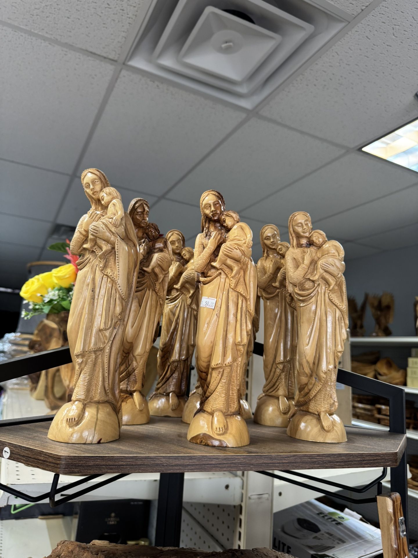 Olive Wood Statue Mary With Baby Jesus