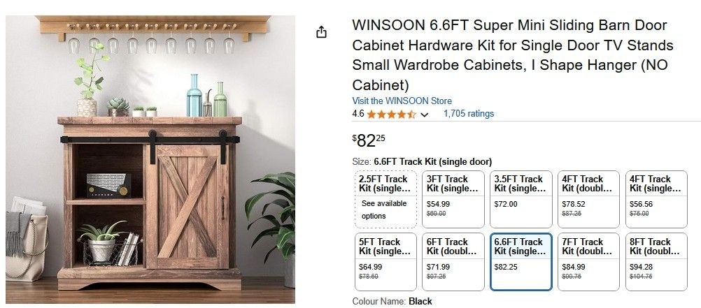 6.6FT Super Mini Sliding Barn Door Cabinet Hardware Kit for Single Door $40
