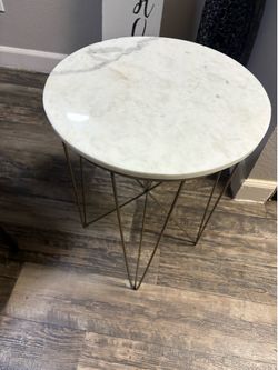 Modern Marble Gold Accent Side Table | Glam End Tab