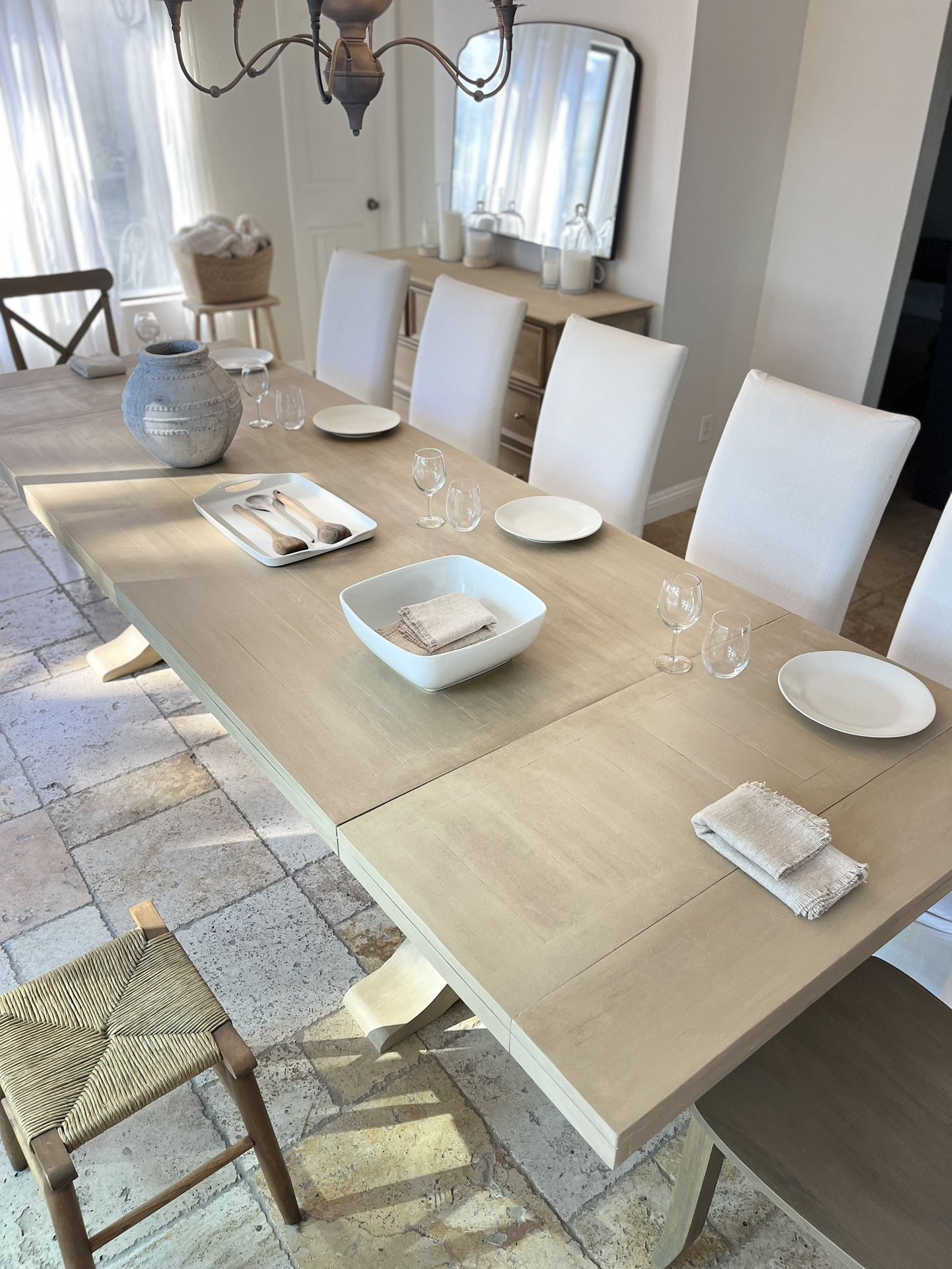 Monastery Extension Dining Table ONLY, CHAIRS ARE NOT FOR SALE ( POTTERY BARN INSPIRED)