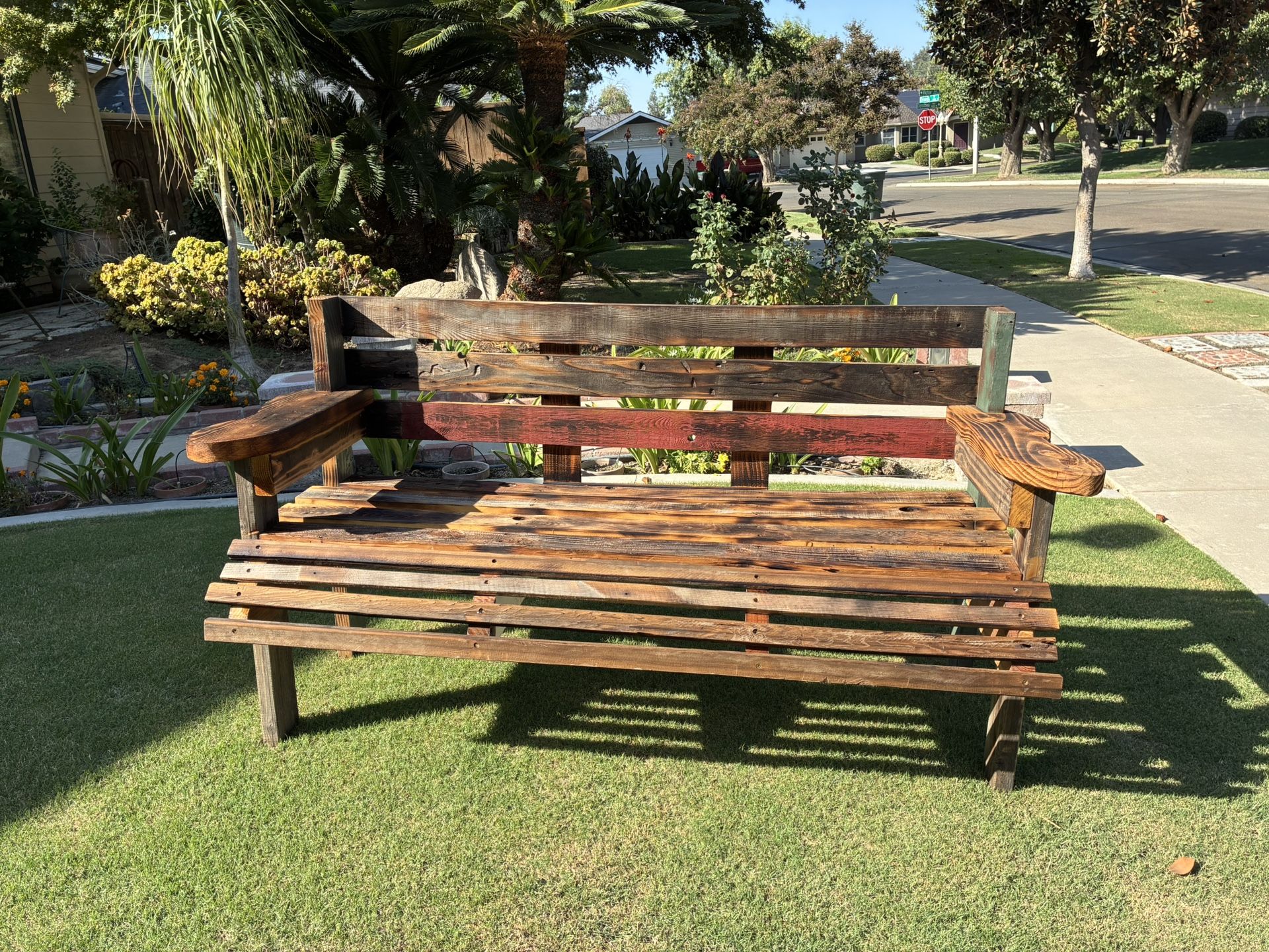 🔥❤️‍🔥Rustic Torch-Touch Outdoor Garden Bench🔥