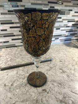 Extra Large Crackle Sparkle Wine Glass Or Candle Holder 