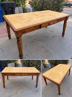 Wood Dining Table with Drawer