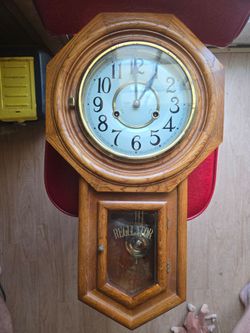 Vintage D&A Oak Drop Octagon Regulator Wall Clock - Mechanical Key Wind