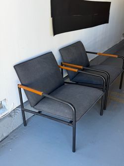 Modern Lounge Chairs with Wood Armrests – Set of 2
