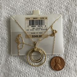 10K Solid Gold Necklace Charm And Chain