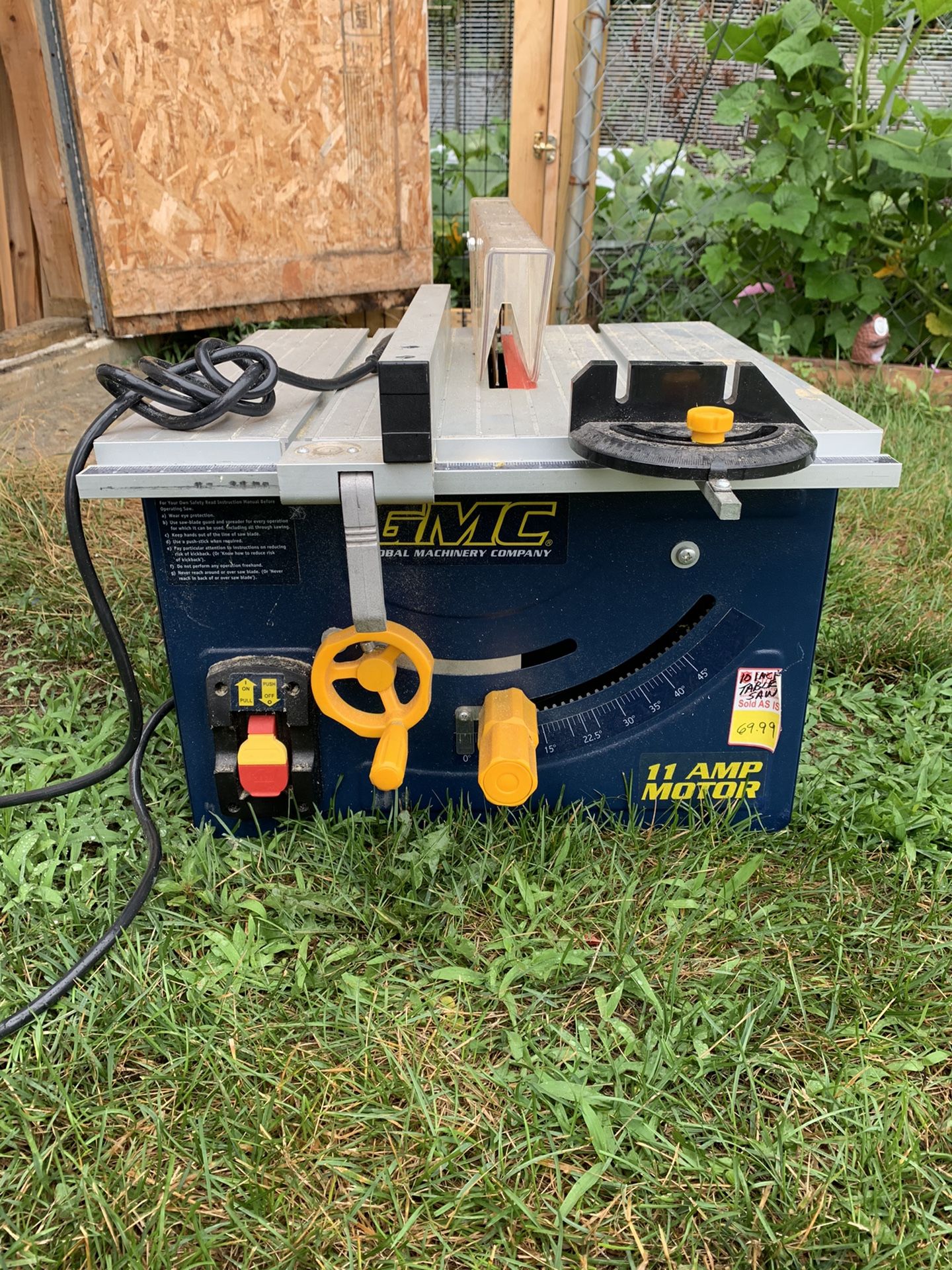 Table saw GMC 11 amp motor