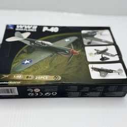 P-40  WWII War Plane Model Kit 1:48 Scale New Ray 25 Pieces Airplane 874677 NIB