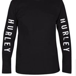 HURLEY MEN'S " THE ONE " THIN HOODIE LONG SLEEVES SWEATSHIRT BLACK HURLEY WHITE SCRIPT LOGO ON EACH SLEEVES SIZE LARGE REGULAR FIT BRAND NEW WITH TAGS
