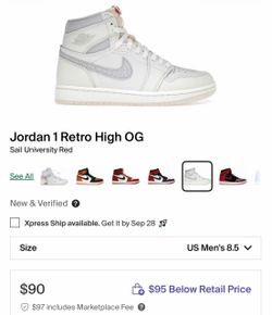 Jordan 1 Retro High OG Sail University Red