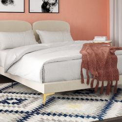 New Inbox Queen Platform Bed Velvet Ivory 