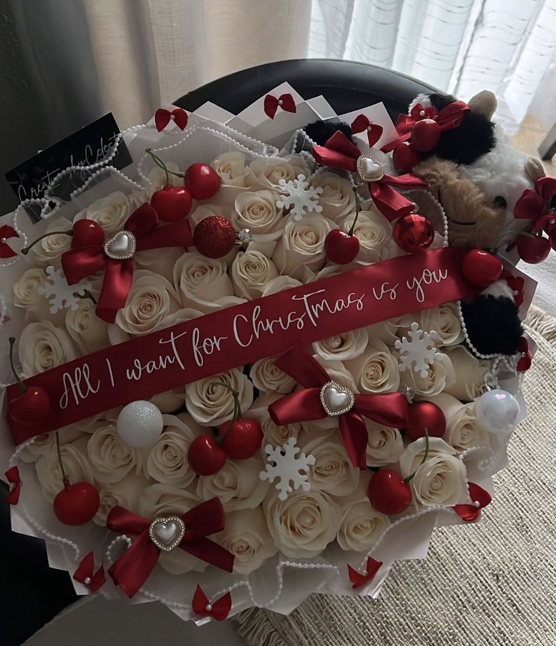 100ct real rose christmas bouquet
